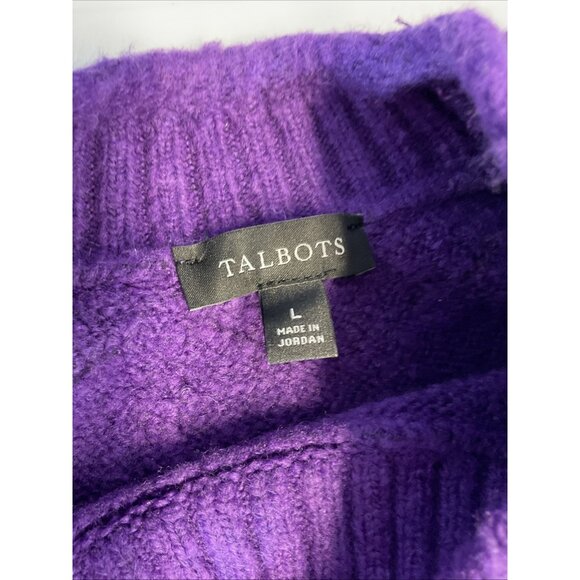 Talbots Purple wool Alpaca blend mock neck sweater size L Cozy Super soft - Picture 5 of 7